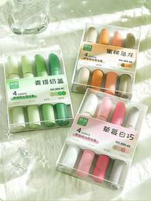 Quick-Dry Matte Barrel Soft Tip Highlighter Pen Set, 4 Colors - Sets - View 2