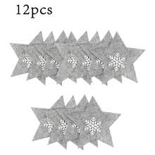 12 pezzi/24 pezzi Decorazioni per posate natalizie a forma di stella, set di decorazioni da tavola in feltro con fiocchi di neve per coltello, forchetta e cucchiaio, decorazioni natalizie