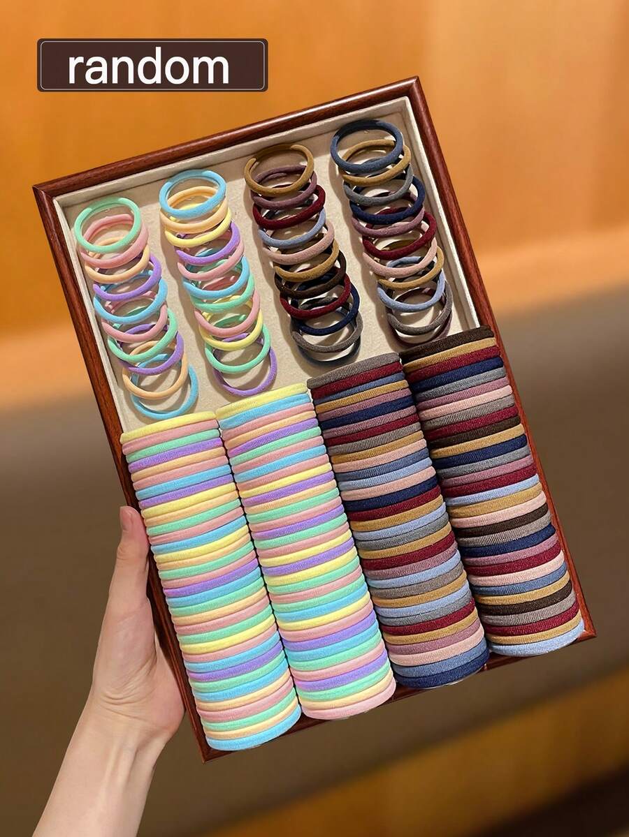 100/200/300/400pcs Assorted Colorful Hair Ties, High Elasticity, Non-Damaging, Suitable For Daily Use, Recommended Hair Accessory Gift,Festival,Party - Multicolor - View 1