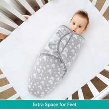 Biloban Baby Swaddles 0-3 Months For Boy Girls, Newborn, Organic Cotton Adjustable Blanket, Lovely Grey Print, 2 Pack - 白色印花 - 查看 6