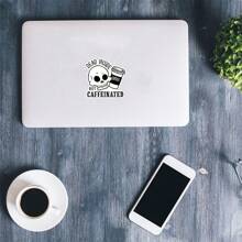 3-Inch "Dead Inside But Caffeinated" Sticker - Dark Humor & Coffee - Themed Vinyl Sticker With Skull And Coffee Cup Illustration For Laptops, Notebooks, Water Bottles, Coffee Bars, And Office Spaces | Great For Coffee Lovers
