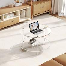 1pc Acrylic Transparent Detachable Coffee Table, Round Acrylic Coffee Table Furniture For Living Room, Multifunctional Transparent Bedside Cabinet Side Table, Suitable For Small Spaces, Living Room, Bedroom, Study - Multicolor - View 5