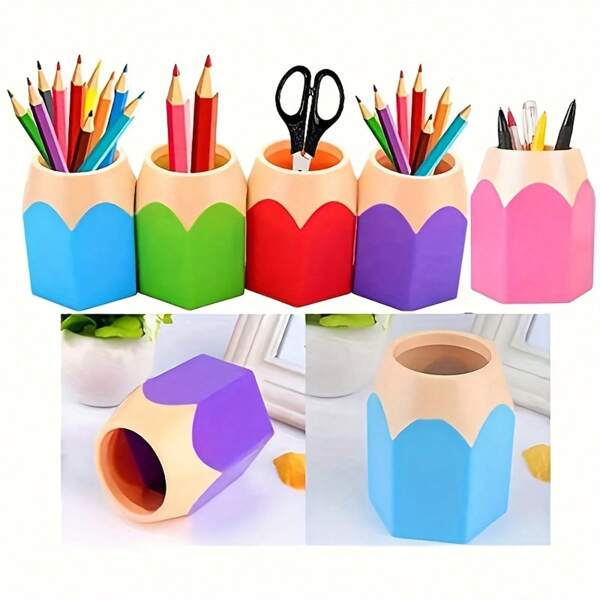 1 pieza, Soporte de bolígrafo con forma de lápiz, Organizador de lápices de escritorio lindo, Soporte de lápices de colores múltiples, Organizador de útiles escolares creativo y de dibujos animados, Decoración de escritorio para oficina en el hogar, Útiles escolares, Regreso a clases