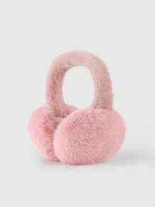 1pc Solid Color Long Rabbit Fur Earmuffs, Kids Foldable Plush Earmuffs For Girls Boy, Cute Winter Warm Ear Protection, Anti-Freezing Ear Warmer, Ear Defenders Kids, Earmuffs - Solid Color Plush Earmuffs - View 6