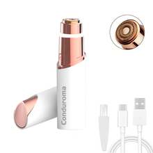 Conduroma Kanduro Ma 女士面部脱毛器,电动无痛可充电面部脱毛仪,适用于面部、唇部、下巴,配备双圆形刀片和内置 LED 灯 - 彩色 - 查看 2