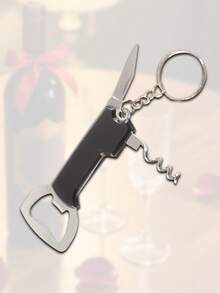 1/5pcs Personalised Custom Metal Keychain Gift, Engraved Wine Corkscrew, Wedding Gift For Best Man, Usher Groomsman-Wedding Day. ,2000s Style, Graduation Gift - Multicolor - View 3