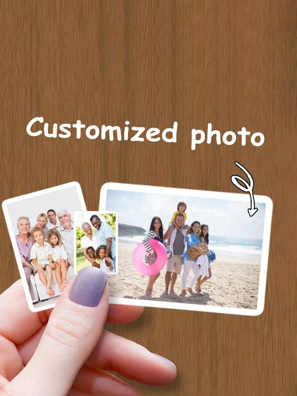 Personalized Rectangular Photo Stickers, Customized Photos, Waterproof Personalized Photo Vinyl Stickers, Family Photo Stickers, Creative Gifts For Family, Loved Ones, Friends And Relatives, Gifts For Him, Gifts For Her, Birthday Holiday Gifts, Birthday Holiday Stickers, Family Group Photos,Personal Items