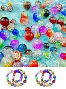 A Set Of 50 Mixed Color Glass Crack Beads - Shiny 10mm Round Glass Beads, Suitable For DIY Jewelry Making, Bracelets, Necklaces, Earrings - Carefully Selected Varieties, No Power Required, Glass Bead Products