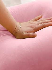 1pc Silver Fox Plush Elastic Home Bedroom Living Room Anti-Dirty Anti-Dust Solid Color Pillow Cover (Pillow Insert Not Included) - Pink - View 4
