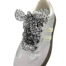 1 Pair Leopard Print Shoelaces Women Exquisite Laces For White Shoes 2.5cm Widen Silk Satin Shoelaces For Canvas, Sneakers, Sport Shoes Gift For Women