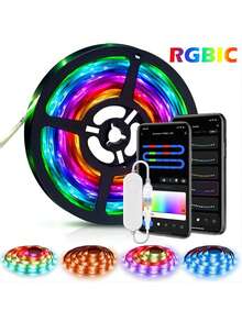 WiFi LED Light Strip 3.28ft-16.4ft, Smart App Controlled LED Strip Light, Works With Alexa Devices, Voice-Activated Light Strip, Music Sync, Color-Changing LED Lights, Suitable For Bedroom, Living Room, Birthday, New Year Party Decor.