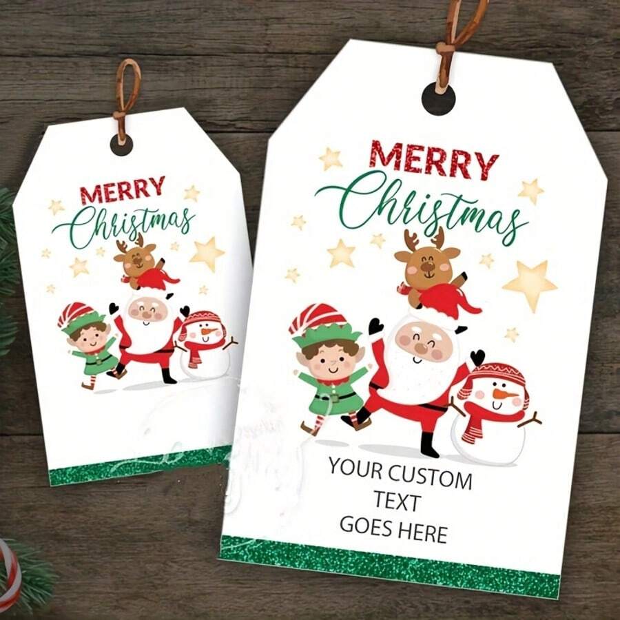 20pcs Christmas Gift Tags, Personalized With Elf & Christmas Designs, For School Teachers DIY - Multicolor - View 1