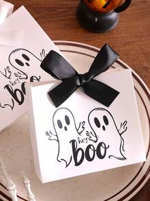 5pcs/Set Kotak Hadiah Mini Hantu BOO dengan Pita Hitam, Cocok untuk Menyimpan Permen Halloween, Cokelat, dan Hadiah Kecil, Desain Hantu Lucu, Cocok untuk Dekorasi Halloween dan Penggunaan Natal - beraneka warna - View 3