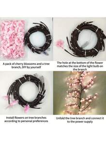 1 Stück Kirschblüten Rebe Lampe, 96/144 LED, USB Stromversorgung, 8 Beleuchtungsmodi, flexibel und bläsbar, romantische DIY Blumen Dekorationslampe, geeignet für Innen- und Außenbereich im Sommer und Herbst, Hochzeit und Valentinstag Deko, Wohnzimmer und Schlafzimmer, Weihnachtsgeschenk, Geburtstagsgeschenk