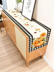 1pc Pumpkin Series Pattern Printed Table Runner, 4/6/8pcs Thanksgiving Pattern Printed Placemats, Suitable For Holidays, Parties, Birthdays, Dinners, Kitchen & Dining Room Table Decor, All Seasons Home Decor & Textile - Multicolor - View 8