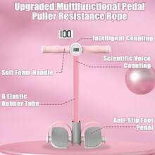 6-Tube Multifunctional Pedal Puller Resistance Rope With 8 Shaped Resistance Band, Foot Pedal Resistance Band, Full Body Workout Fitness Tool For Abdomen, Arm, Leg,7787310 - Baby Blue - View 2