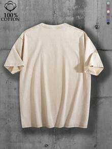 EWH 100% Pure Cotton, Make Old,Retro , Erykah Badu Character Print Vintage Casual Crewneck Top Women's Distressed Cotton T-Shirt,DG004, 230g Round-Neck T-Shirt, Wash Water, Unisex - 杏色 - 查看 3