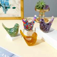 1 件装天然水晶鸟雕像灵气石雕像风水雕塑宠物纪念装饰品家居花园