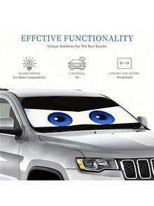 1 件可折叠黑色卡通汽车遮阳板，挡风玻璃遮阳板罩，适用于大多数轿车、SUV、卡车的便捷遮阳板，保护车辆免受紫外线伤害