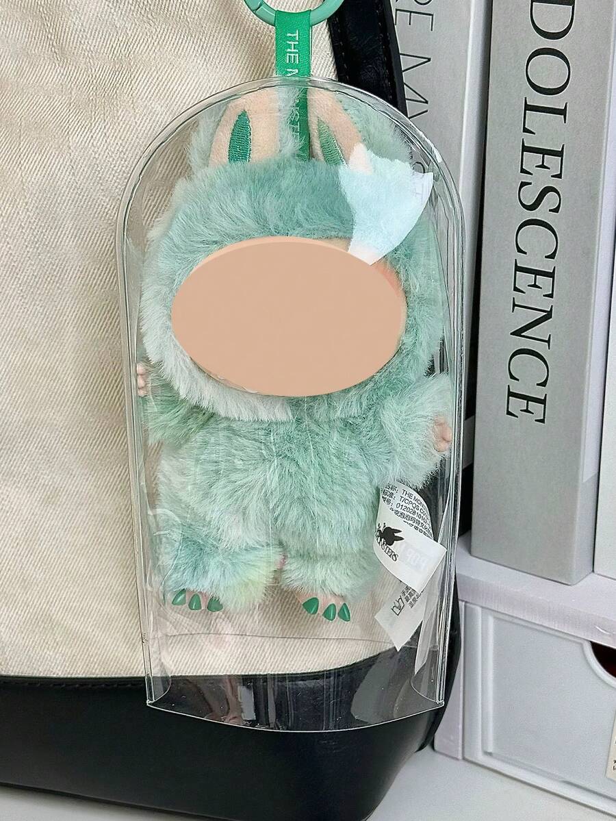 1 件透明保护防尘罩，配白色硅胶带，适用于拉布布娃娃，可挂在包上，防水防尘（不含娃娃）学校 - 透明 - 查看 1