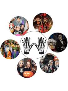 White Skeleton Gloves And Skull Mask For Adult Halloween Dance Costume Party