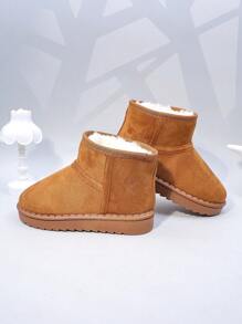 Autumn/Winter New Kids Snow Boots, Mid-Large Children Flat Shoes, Plush Thick Sole Boys Warm Boots, Toddler Short Booties