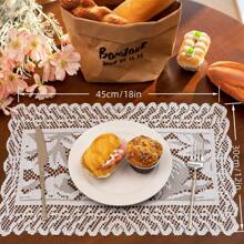 1pc Square Lace Sunflower Placemat, French Lace Luxury Placemat Heatproof Mat For Plates Bowls Fruit Tray Tabletop Decoration