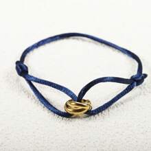 1 Pieza Brazalete de acero inoxidable ajustable hecho a mano con 3 círculos huecos, joya minimalista unisex como regalo para parejas