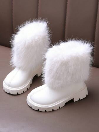 1 双儿童女童靴，可爱时尚，保暖户外踝靴，适合秋冬季，适合幼儿，4 季