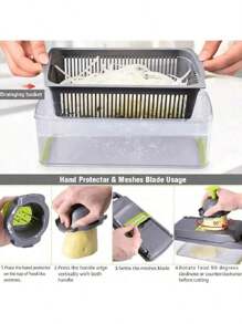 1 Picador de cebolla, máquina de cortar multifuncional, herramienta de procesamiento de ingredientes, picador de cebolla con canasta de drenaje, picador de zanahoria y ajo con contenedor, utensilios de cocina, accesorios de cocina, adecuado para el hogar/restaurante para un picado rápido