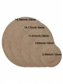 Juegos de 4 piezas/6 piezas/8 piezas/15 pulgadas de manteles individuales redondos tejidos, aptos para uso doméstico, reuniones familiares, bodas y fiestas (color marrón café)