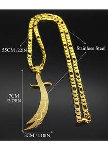 Mặt dây chuyền hình kiếm rỗng, có sẵn màu vàng/bạc/đen, chất liệu thép không gỉ, thời trang và tinh tế, là món quà phù hợp cho cả nam và nữ. - vòng cổ - Xem 5