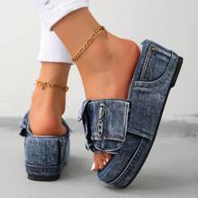 Women's Fashion Platform Wedge Asymmetrical Color Sandals, Open Toe Anti-Slip Outdoor Casual Comfortable Slippers