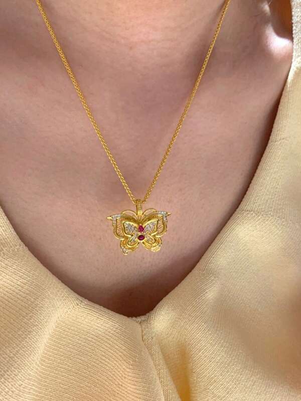 1pc Fashionable Butterfly Pendant Necklace, Suitable For Daily Wear