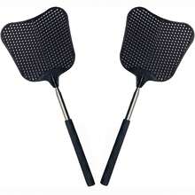 2 Pieces Of Extendable Pole Fly Swatter, Retractable Stainless Steel Fly And Mosquito Swatter, Household Mosquito-Killing Swatter With A Hand-Held Mesh Surface, Cleaning Tool For Dormitories And Canteens - Multicolor - View 1