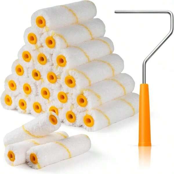 Mister Rui 24 Pieces 4-Inch Paint Roller Covers - 9mm Nap Microfiber Rollers For Walls, Cabinets, Trim, Compatible With All Paints And Stains, Reusable And Easy To Clean