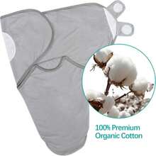 Biloban Baby Swaddles 0-3 Months For Boy Girls, Newborn, Organic Cotton Adjustable Blanket, Lovely Grey Print, 2 Pack - 灰色+海軍藍 - 查看 2