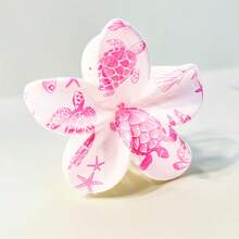 1 件女士时尚夏季树脂花朵发夹，优雅个性化蓝海龟/海星图案发夹，夏季海滩/水族馆纪念品礼物发饰时尚发饰秋冬度假装女士