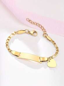 Customized Name Bracelet, Fashionable Heart Pendant DIY Birthday Gift Jewelry, Stainless Steel Non-Allergic Bracelet For Teenagers, Back To School Creative Gift, Valentine's Day Gift - Silver - View 2