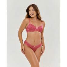 Comfort And Elegance: Half Cup Bra And Panty Set With Lace - Màu Hồng baby - Xem 2