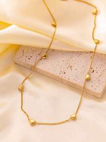 Colar de personalidade coreana estilo doce com coração selvagem, aço inoxidável galvanizado a vácuo, produtos populares, joias femininas requintadas
