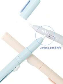 2 英寸折叠剪刀陶瓷刀两用彩色笔刀便携式折叠剪刀创意文具迷你折叠学生美术剪刀便携式剪刀刀片多功能文具办公室学校，紧凑型折叠剪刀 - 便携式笔式设计，非常适合学生和工艺品，有橙色、浅绿色、白色、粉色、蓝色可供选择