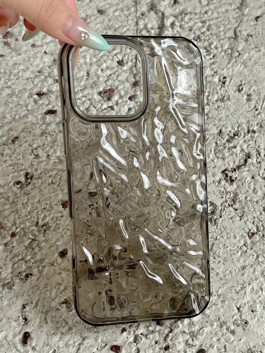 透明水波纹折叠手机壳适用于 16 15 14 13 12 11 Pro Max 3D 漩涡印花保护壳防震后盖