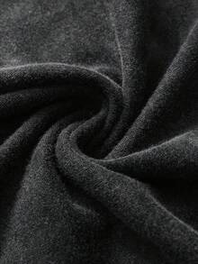 大码女式深色金属风格标语“支持当地图书馆”印花夏季服装，复古做旧水洗T恤上衣，休闲简约风格，非常适合日常穿着，圆领短袖设计，非常适合外出或夏季旅行。 - 黑色 - 查看 6