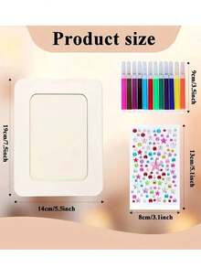 Kit DIY pentru rame foto cu 21 de bucăți, inclusiv 5 rame foto din lemn nefinisate, 12 mini pixuri acuarelă și 4 autocolante cu diamante din cristal, rame foto personalizate, decor pentru casă cu rame din lemn, artizanat DIY, potrivit pentru familii, decorarea casei, Ziua Recunoștinței, Crăciun, ziua de naștere, cadouri de sărbători