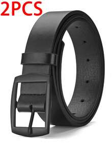 2 件装新款时尚奢华男士皮带 PU 皮带金属针扣高品质名牌设计师腰带牛仔裤女士腰带加大码