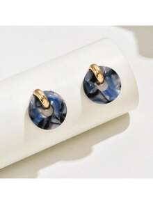 Hoa tai vát tròn nhiều màu thời trang bằng nhựa axetat, khuyên tai thanh lịch/giọt nước phù hợp cho nữ, đi nghỉ, làm quà tặng, đeo hàng ngày - Vàng - Xem 12