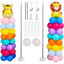 2 Sets Metal Telescopic Balloon Column Stand Kit - 6.8ft Height Adjustable Party Pillar For Birthday, Wedding, Christmas, Graduation Decorations - Multicolor - View 1