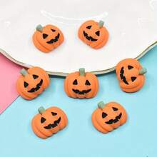 10pcs Halloween Thanksgiving Flat Pumpkin Small Decoration Glue Phone Stickers Accessories Kettle Stickers Materials