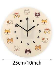 1 件，可爱猫狗挂钟，清新卡通动画风格装饰挂钟，静音时钟，无滴答声，家居墙面装饰，客厅、卧室、书房装饰。生日、圣诞节礼物